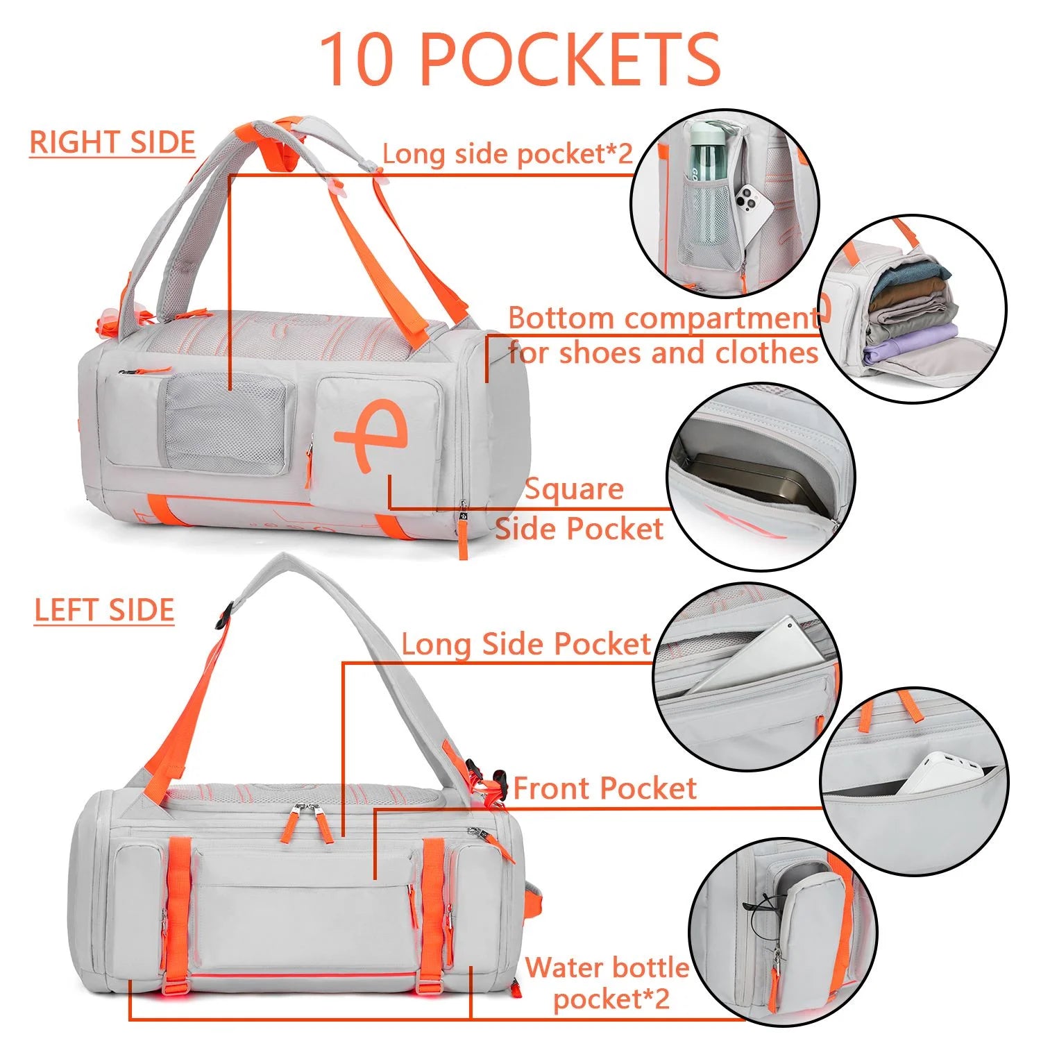 BE SMART 50L Extra Large Gym Backpack for Men, Big Gym Bag with Shoes Compartment, Waterproof Heavy Duty Duffel Bags, Men'S Workout Backpacks for Outdoor Sport,Hiking,Camping (XL)